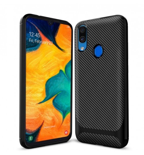 Samsung Galaxy A30 case impact proof rugged case with carbon fiber
