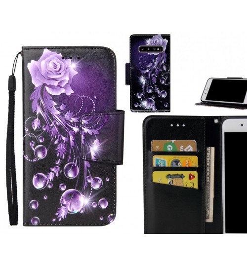 Galaxy S10 Case wallet fine leather case printed