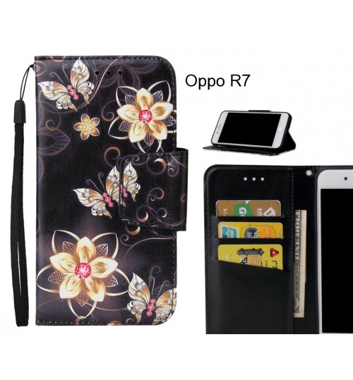 Oppo R7 Case wallet fine leather case printed