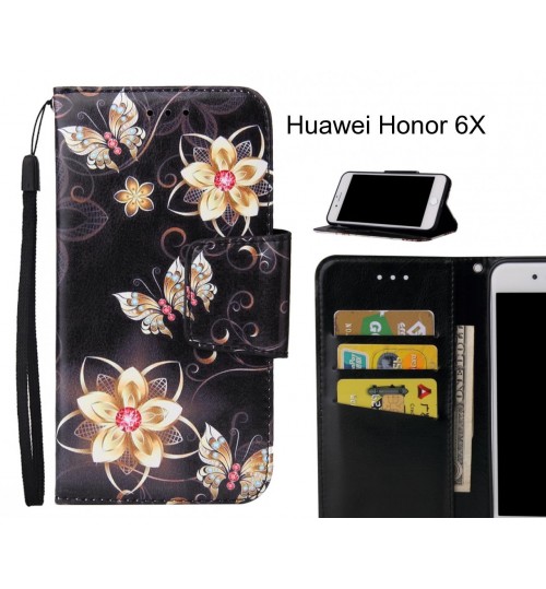 Huawei Honor 6X Case wallet fine leather case printed