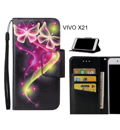 VIVO X21 Case wallet fine leather case printed