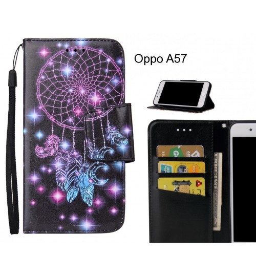 Oppo A57 Case wallet fine leather case printed