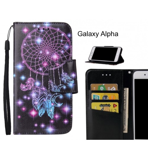 Galaxy Alpha Case wallet fine leather case printed