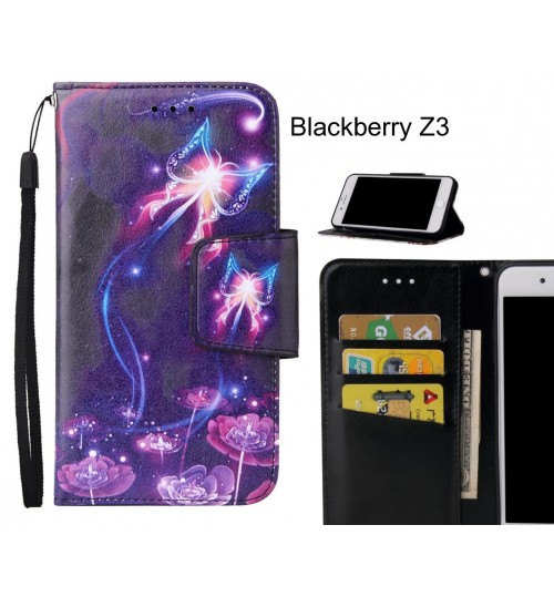 Blackberry Z3 Case wallet fine leather case printed