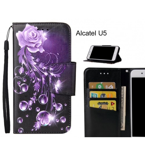 Alcatel U5 Case wallet fine leather case printed