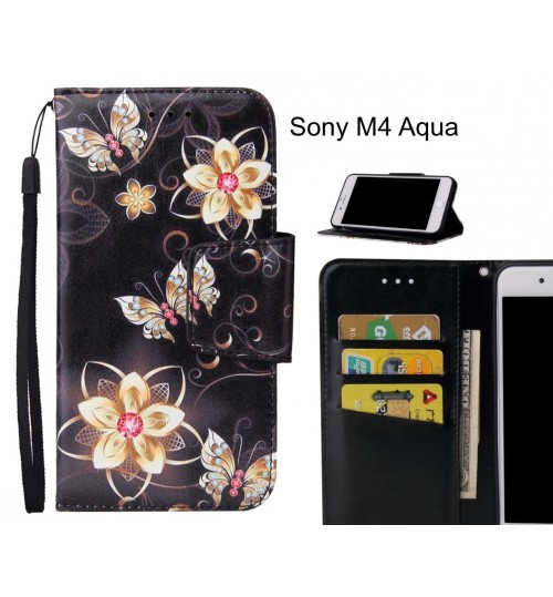 Sony M4 Aqua Case wallet fine leather case printed