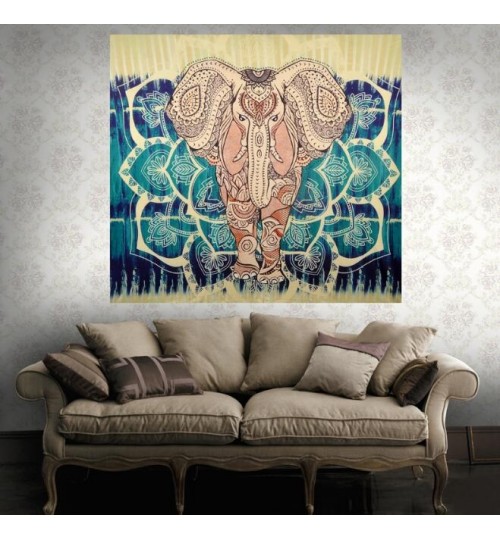 Elephant Mandala Tapestry Wall Hanging Cloth Yoga Mat Beach Throw