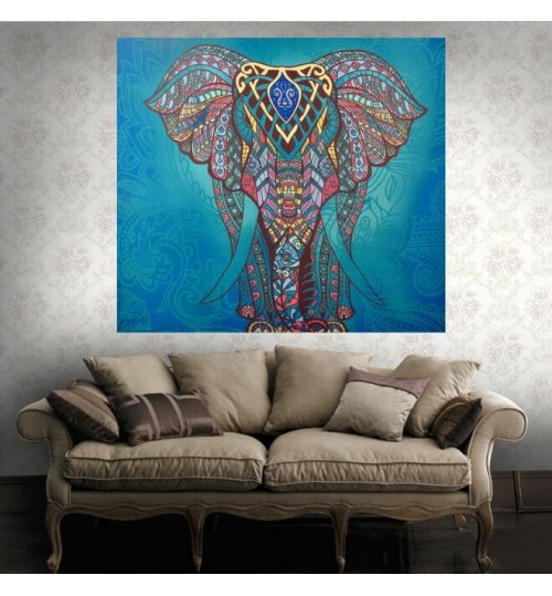 Elephant Mandala Tapestry Wall Hanging Cloth Yoga Mat Beach Throw