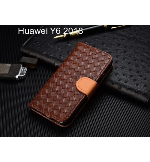 Huawei Y6 2018 Case Leather Wallet Case Cover - Brown