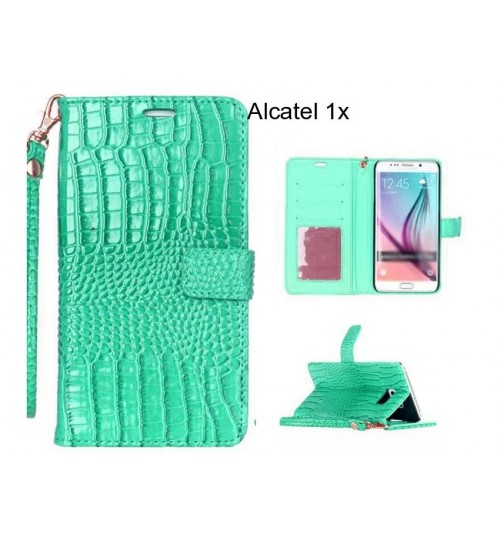 Alcatel 1x case Croco wallet Leather case