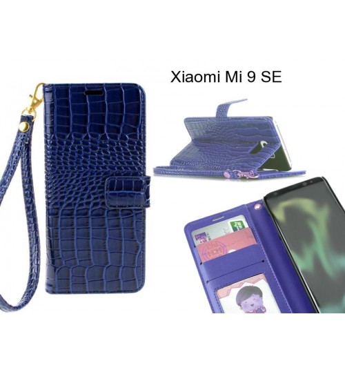 Xiaomi Mi 9 Se Case Croco Wallet Leather Case - Blue