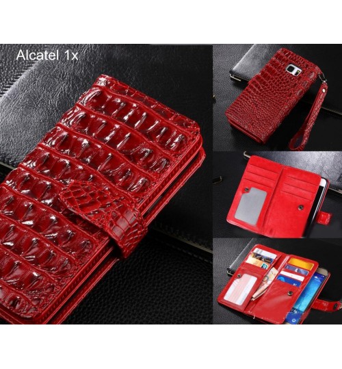 Alcatel 1x case Croco wallet Leather case