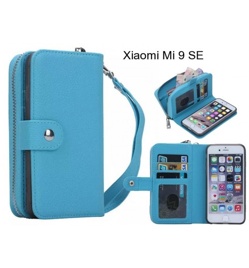 Xiaomi Mi 9 Se Case Coin Wallet Case Full Wallet Leather Case - Sky Blue