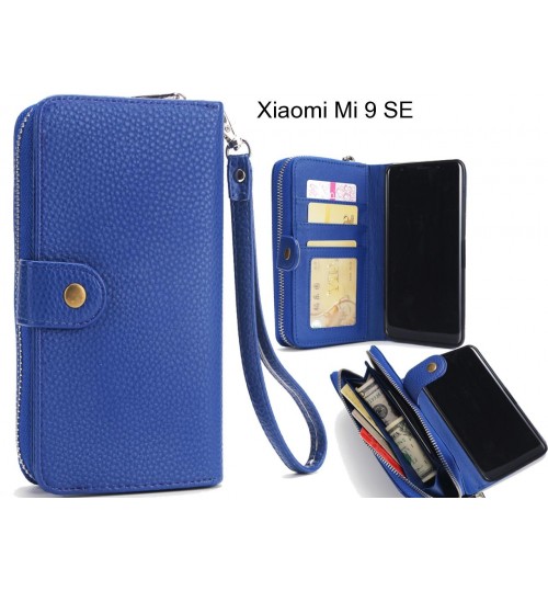 Xiaomi Mi 9 Se Case Coin Wallet Case Full Wallet Leather Case - Dark Blue