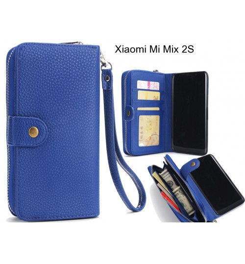 Xiaomi Mi Mix 2s Case Coin Wallet Case Full Wallet Leather Case - Dark Blue