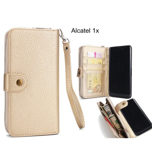 Alcatel 1x Case Coin Wallet Case Full Wallet Leather Case - Gold