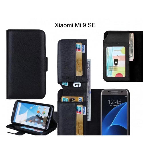 Xiaomi Mi 9 Se Case Leather Wallet Case Cover - Black