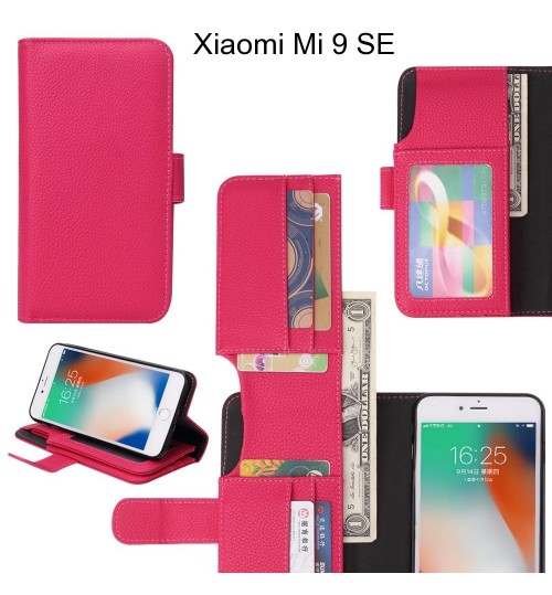 Xiaomi Mi 9 Se Case Leather Wallet Case Cover - Hot Pink