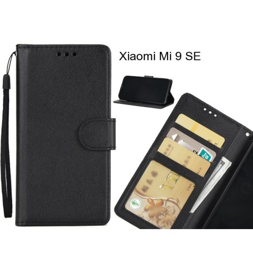 Xiaomi Mi 9 Se  Case Silk Texture Leather Wallet Case - Black