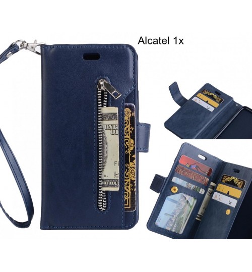 Alcatel 1x case 10 cards slots wallet leather case with zip