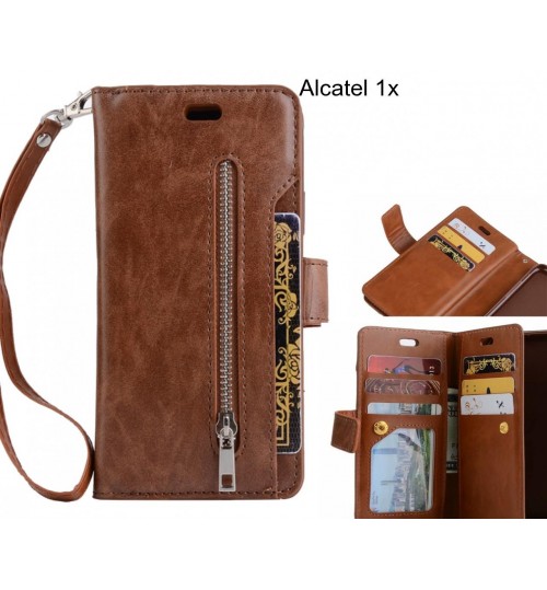 Alcatel 1x case 10 cards slots wallet leather case with zip