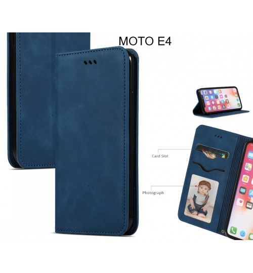 MOTO E4 Case Premium Leather Magnetic Wallet Case