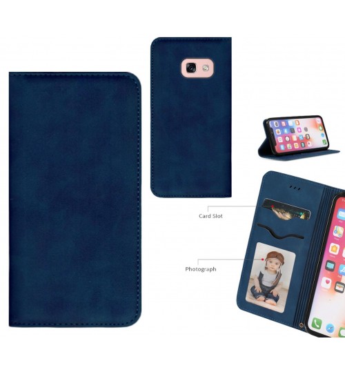 Galaxy A3 2017 Case Premium Leather Magnetic Wallet Case - Blue
