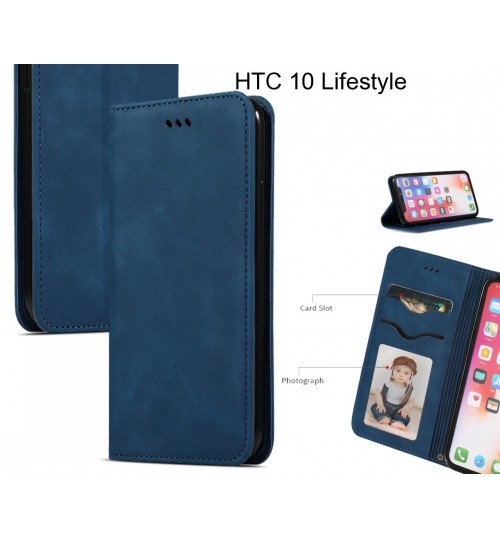 Htc 10 Lifestyle Case Premium Leather Magnetic Wallet Case - Blue