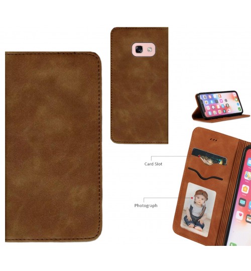 Galaxy A3 2017 Case Premium Leather Magnetic Wallet Case - Brown
