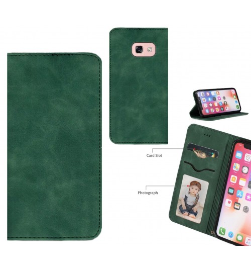 Galaxy A3 2017 Case Premium Leather Magnetic Wallet Case - Green