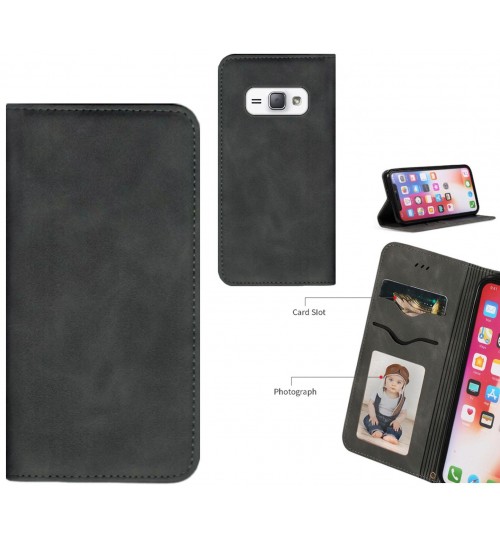 Galaxy J1 2016 Case Premium Leather Magnetic Wallet Case - Black