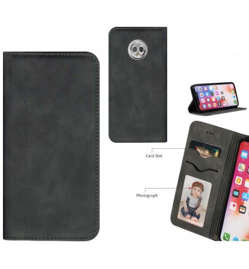 MOTO G6 Case Premium Leather Magnetic Wallet Case