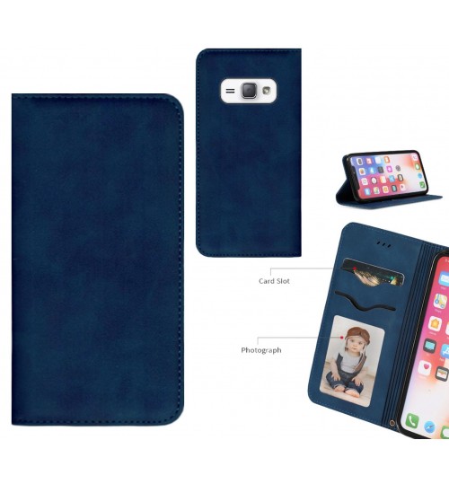 Galaxy J1 2016 Case Premium Leather Magnetic Wallet Case - Blue