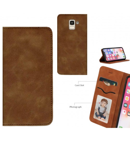 Galaxy J6 Case Premium Leather Magnetic Wallet Case