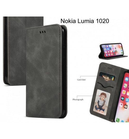 Nokia Lumia 1020 Case Premium Leather Magnetic Wallet Case - Black