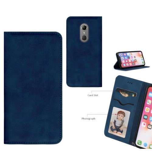 Vodafone N9 Case Premium Leather Magnetic Wallet Case - Blue