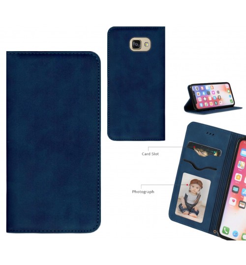 Galaxy A5 2016 Case Premium Leather Magnetic Wallet Case - Blue