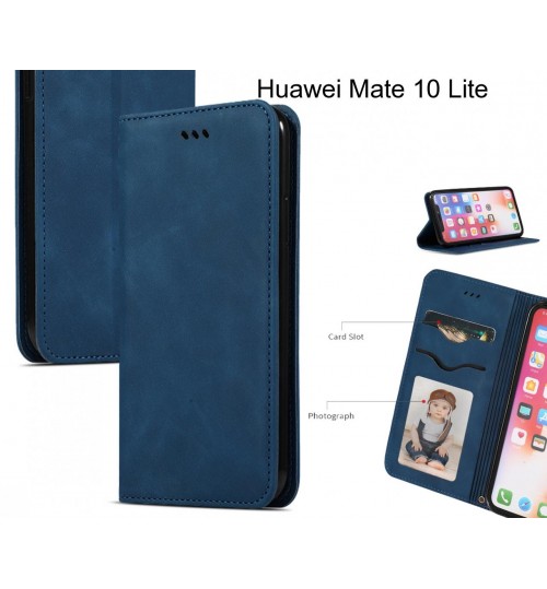 Huawei Mate 10 Lite Case Premium Leather Magnetic Wallet Case - Blue