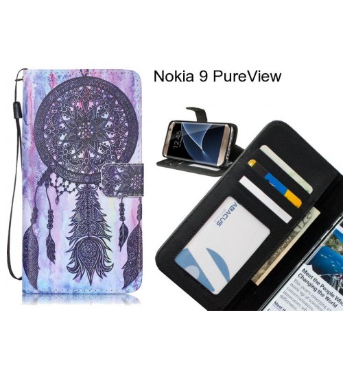 Nokia 9 PureView case 3 card leather wallet case printed ID