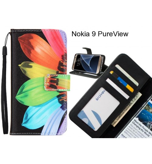 Nokia 9 PureView case 3 card leather wallet case printed ID