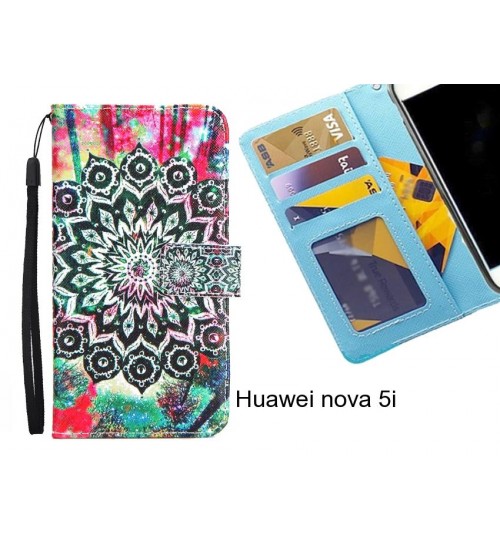 Huawei nova 5i case 3 card leather wallet case printed ID