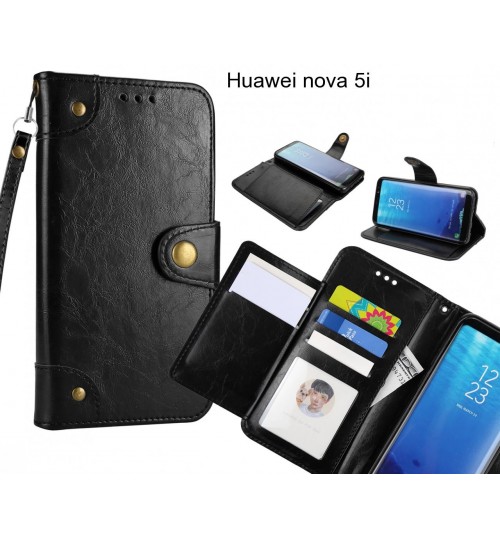 Huawei Nova 5i  Case Executive Multi Card Wallet Leather Case - Black