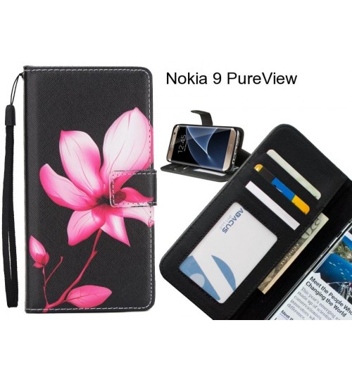 Nokia 9 PureView case 3 card leather wallet case printed ID