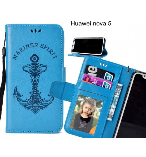 Huawei nova 5 Case Wallet Leather Case Embossed Anchor Pattern