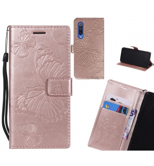 Xiaomi Mi 9 Se Case Embossed Butterfly Wallet Leather Case - Rose Gold