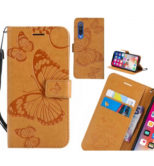 Xiaomi Mi 9 Se Case Embossed Butterfly Wallet Leather Case - Brown