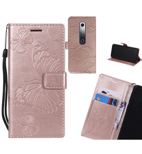 Vodafone N10 Case Embossed Butterfly Wallet Leather Case - Rose Gold