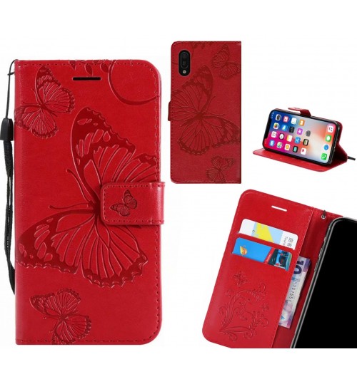 Huawei Y6 Pro 2019 Case Embossed Butterfly Wallet Leather Case - Red