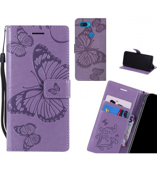 Xiaomi Mi 8 Lite Case Embossed Butterfly Wallet Leather Case - Purple