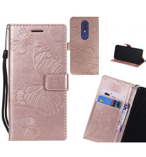 Alcatel 1x Case Embossed Butterfly Wallet Leather Case - Rose Gold